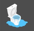 Toilet clogged Isometry. Leakage canalization. Litter in WC Royalty Free Stock Photo