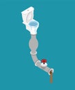 Toilet clogged Isometry. Pipe for water removal. Leakage canalization. Litter in WC Royalty Free Stock Photo