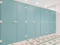 Toilet cubicles in a row