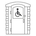 Toilet for disabled people. Mobile portable bio toilet outline icon. Front view. Blue plastic closet WC. Vector Royalty Free Stock Photo