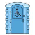 Toilet for disabled people. Mobile portable bio toilet icon. Front view. Blue plastic closet WC. Vector illustration Royalty Free Stock Photo