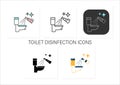 Toilet disinfection icons set