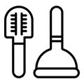 Toilet disinfection tool icon, outline style