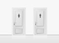 Toilet doors for male and female genders. Realistic WC door. Royalty Free Stock Photo