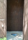 Toilet in the forest hole heart shape in a green forest in mountains