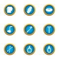 Toilet hygiene icons set, flat style Royalty Free Stock Photo