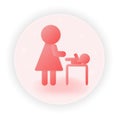 Toilet icon for mother with newborn room for feeding and diaper change in 3d gradient volumetric style