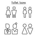 Toilet icon set in thin line style Royalty Free Stock Photo