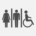 Toilet icons. Man  woman  handicap.Restroom  bathroom in a public area  navigation. Vector illustration Royalty Free Stock Photo