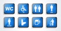 Toilet icons set in with shadow., Toilet signs, Restroom icons. Bathroom WC signs. Vector illustration Royalty Free Stock Photo