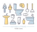 Toilet icons. Vector illustration with editable stroke Royalty Free Stock Photo