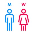 Toilet indicating sign. Vector men and women WC directional signs.