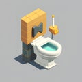 Toilet isometric icon. Vector illustration of toilet in isometric style.