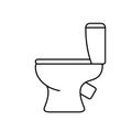 Toilet. Linear icon of ceramic sanitary ware for bathroom. Black simple illustration. Contour isolated vector pictogram on white