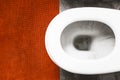 Toilet and orange mat