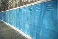 Toilet outside. Toilets stand in row. Blue booths Royalty Free Stock Photo