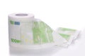 Toilet paper from 100 euro banknotes on whithe background Royalty Free Stock Photo