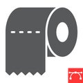 Toilet paper glyph icon, hygiene and disinfection, toilet paper sign vector graphics, editable stroke solid icon, eps 10