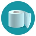 Toilet paper icon on blue web button vector illustration
