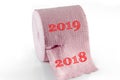 Toilet paper isolated over a white background. New Year 2018 Royalty Free Stock Photo