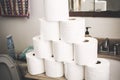 Toilet paper pyramid in the bathroom