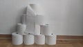 Toilet paper in pyramid shape. Royalty Free Stock Photo