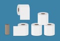 Toilet paper roll flush icon. Vector toilet paper tissue isolated towel flat tape