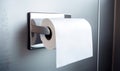 Toilet paper roll hanging on wall in bathroom. 3d render Royalty Free Stock Photo