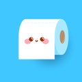 Toilet paper roll. Happy smiling toilet paper character. Vector flat cartoon illustration Royalty Free Stock Photo