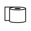 Toilet paper roll, minimal black and white outline icon. Flat vector illustration. Isolated on white. Royalty Free Stock Photo