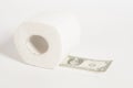 Toilet paper roll of money one hundred dollar Royalty Free Stock Photo