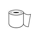 Toilet paper roll outline illustration on white background