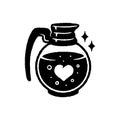 COFFEE POT WITH HEART BLACK WHITE Royalty Free Stock Photo