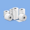 Toilet paper roll tissue. Toilet towel icon isolated realistic illustration. Kitchen wc white tape paper