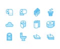 Toilet paper roll, towel flat line icons. Hygiene illustrations, mobile wc, restroom, tree layered napkin. Thin signs Royalty Free Stock Photo