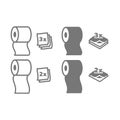 Toilet paper roll two and three layers icon set