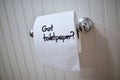 `Got Toilet Paper`, written in sharpie on a toilet paper roll Royalty Free Stock Photo