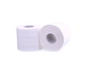 Toilet paper rolls isolated on white background; two tissue paper roll for clean