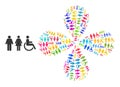 Toilet Person Symbols Icon Multicolored Centrifugal Flower Shape