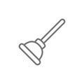 Toilet plunger, cleaning tool, housework supplies line icon. Royalty Free Stock Photo