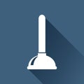 Toilet plunger illustration. Plumber flat icon