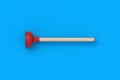 Toilet plunger. Plumber tool. Professional equipment. Cleaning service. Pipeline unclog. Top view.