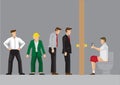 Toilet Queue Line Vector Cartoon Illustration