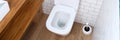 Toilet after renovation, new plumbing, top view Royalty Free Stock Photo