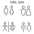 Toilet, restroom, bathroom icon set in thin line style