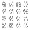 Toilet, Restroom icon illustration vector set. Contains such icon as WC door, couple, men, women, gender and more. Expanded Stroke Royalty Free Stock Photo