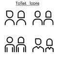 Toilet, Restroom, WC icon set in thin line style Royalty Free Stock Photo