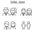 Toilet, Restroom, WC icon set in thin line style Royalty Free Stock Photo