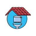 Toilet sanitary with roof isolated icon