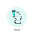 Toilet seat outline icon wc logo line. Vector editable toilet sign clean wc bowl